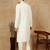 Off white cotton embroidered kurta pajama for mens