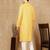 Yellow cotton embroidered kurta pajama for mens