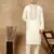 Off white cotton embroidered kurta pajama for mens