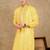 Yellow silk embroidered kurta pajama for mens
