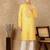 Yellow silk embroidered kurta pajama for mens
