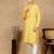 Yellow silk embroidered kurta pajama for mens