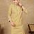 Yellow silk embroidered kurta pajama for mens