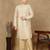 Deep beige jaquard floral kurta pajama for mens