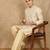 Deep beige jaquard floral kurta pajama for mens