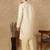 Deep beige jaquard floral kurta pajama for mens