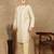 Deep beige jaquard floral kurta pajama for mens