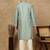 Parrot green jaquard floral kurta pajama for mens