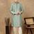Parrot green jaquard floral kurta pajama for mens