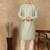 Green polysilk sequins kurta pajama for mens