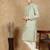 Green polysilk sequins kurta pajama for mens