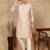 Light pink polysilk sequins kurta pajama for mens