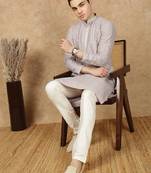 Mauve polysilk sequins kurta pajama for mens