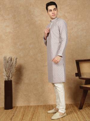 Mauve polysilk sequins kurta pajama for mens 2