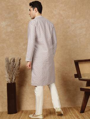 Mauve polysilk sequins kurta pajama for mens 4
