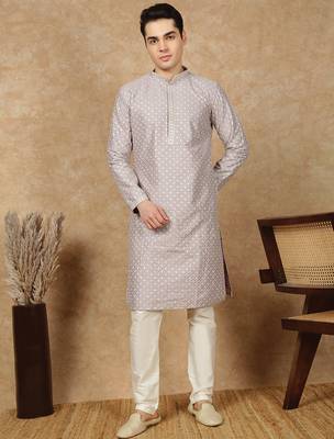 Mauve polysilk sequins kurta pajama for mens 5