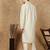 Off white polysilk sequins kurta pajama for mens
