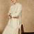 Beige silk blend sequins kurta pajama for mens