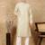 Beige silk blend sequins kurta pajama for mens