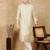 Beige silk blend sequins kurta pajama for mens