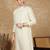Off white silk blend sequins kurta pajama for mens