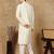 Off white silk blend sequins kurta pajama for mens