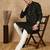 Black silk blend sequins kurta pajama for mens