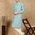 Sea green silk blend sequins kurta pajama for mens