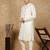 Cream silk blend sequins kurta pajama for mens