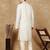Cream silk blend sequins kurta pajama for mens