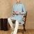 blue silk blend sequins kurta pajama for mens