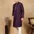 Purple silk blend sequins kurta pajama for mens