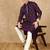 Purple silk blend sequins kurta pajama for mens