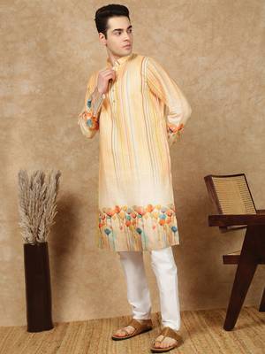 Multi cotton printed kurta pajama for mens 1