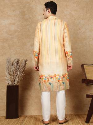 Multi cotton printed kurta pajama for mens 4