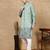 Sea green cotton floral kurta pajama for mens