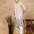 Deep beige cotton floral kurta pajama for mens