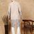 Deep beige cotton floral kurta pajama for mens
