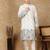 Off white cotton floral kurta pajama for mens