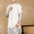 Off white cotton floral kurta pajama for mens