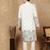 Off white cotton floral kurta pajama for mens