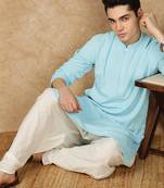 blue rayon floral kurta pajama for mens
