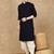 Deep blue rayon floral kurta pajama for mens