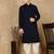 Deep blue rayon floral kurta pajama for mens