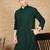 Deep green rayon floral kurta pajama for mens
