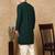 Deep green rayon floral kurta pajama for mens