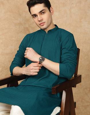 Firozi rayon floral kurta pajama for mens 2