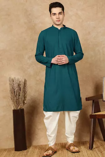 Firozi rayon floral kurta pajama for mens
