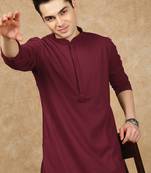 Maroon rayon floral kurta pajama for mens