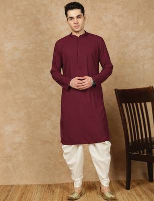 Maroon rayon floral kurta pajama for mens 5